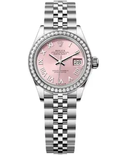 Rolex Lady-Datejust 28 Stainless Steel and White Gold Automatic Pink Dial Diamond Bezel Jubilee Bracelet Women's Watch m279384rbr-0005