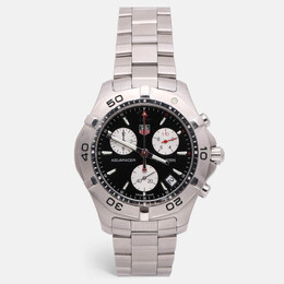 Tag Heuer Black Stainless Steel Aquaracer Chronograph CAF1110 Men's Wristwatch