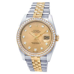 Pre-owned Rolex Datejust Automatic Chronometer Diamond Champagne Dial Mens Watch 116243 cdj
