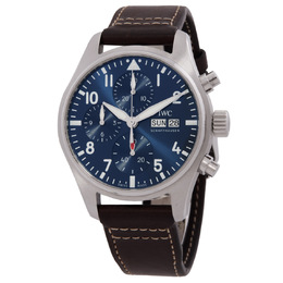 Pre-owned IWC Pilot Chronograph Automatic Blue Dial Mens Watch iw388101