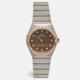 Omega Constellation Stainless Steel & Rose Gold 28mm Diamond Dial Watch with Diamonds - Model No. 131.25.28.60.63.001