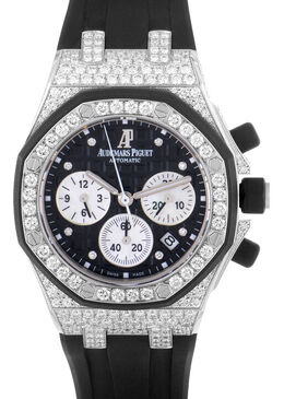 Audemars Piguet Royal Oak Offshore Chronograph Diamond - Ladies 18kt White Gold & Black Tapisserie Dial, Article No: 26092CK.ZZ.D002CA.01