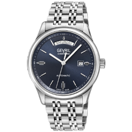 Gevril Excelsior Automatic Blue Dial Mens Watch - SW240 Movement, Silver Stainless Steel Case & Bracelet
