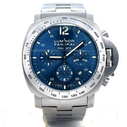 Pre-owned Panerai Luminor Daylight Chronograph Automatic Chronometer Blue Dial Mens Watch pam00327