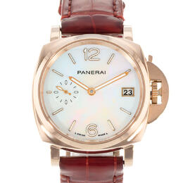 Pre-owned Panerai Luminor Due Goldtech Madreperla White Mother of Pearl Dial Unisex Watch pam 01280