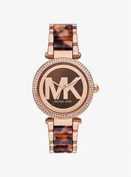 Часы Parker с инкрустацией, в розово-золотом тоне и ацетатным корпусом Michael Kors, бордовый mko1094 | oxblood
