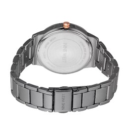 Женские двухцветные часы с цветочным циферблатом Nine West 30092508 | gunmetal