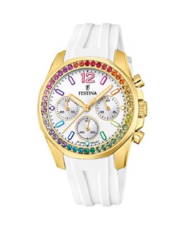 F20650/2 Boyfriend белые резиновые женские часы Festina, белый 8430622794476 | blanco