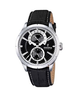 Мужские часы F16573/3 Ретро черные кожаные Festina, черный 8430622529719 | negro