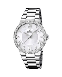F16719/1 Женские часы Boyfriend из стали с белым циферблатом Festina, серебро 8430622595189 | plata