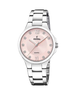 Женские часы F20582/2 Mademoiselle из стали с розовым циферблатом Festina, серебро 8430622788802 | plata