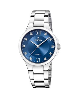 F20582/3 Женские часы Mademoiselle из стали с синим циферблатом Festina, серебро 8430622788819 | plata
