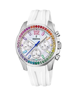F20610/2 Женские часы Boyfriend из белого каучука Festina, белый 8430622789052 | blanco