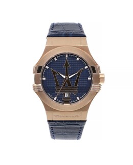 Мужские часы Potenza R8851108027 из кожи с синим ремешком Maserati, синий 8033288766889 | azul