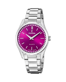 F20583/2 Женские часы Mademoiselle из стали и циферблата цвета фуксии Festina, серебро 8430622788833 | plata