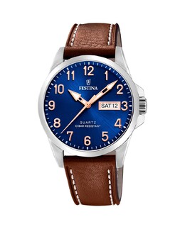 Мужские часы F20358/B Classic Steel на коричневом кожаном ремешке Festina, коричневый 8430622737855 | marrón