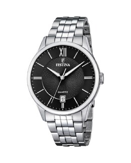 Мужские часы F20425/3 Acero Classic из стали и черного циферблата Festina, серебро 8430622730856 | plata