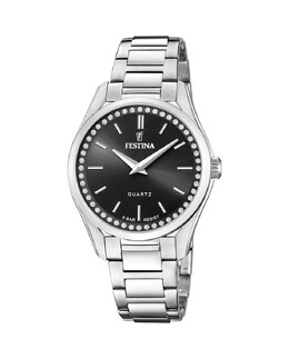 F20583/4 Женские часы Mademoiselle из стали с черным циферблатом Festina, серебро 8430622788857 | plata