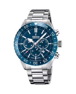 F20575/2 Мужские керамические часы из стали с синим циферблатом Festina, серебро 8430622784699 | plata
