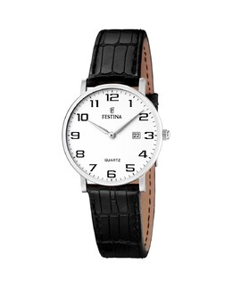 Женские часы F16477/1 Классический черный кожаный ремешок Festina, черный 8430622502521 | negro