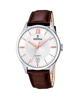 Часы мужские F20426/4 Steel Classic коричневые кожаные Festina, коричневый 8430622730351 | marrón