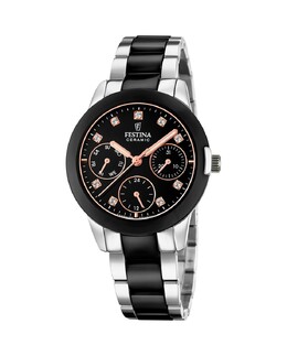 F20497/3 Женские керамические часы из черной стали Festina, черный 8430622759871 | negro