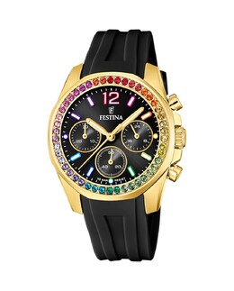 F20650/3 Женские часы Boyfriend черные резиновые Festina, черный 8430622794483 | negro