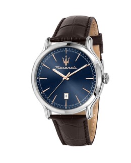 Мужские часы Epoca R8851118016 из кожи с коричневым ремешком Maserati, коричневый 8033288983774 | marrón