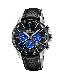 F20561/6 Timeless Chronograph Черные кожаные мужские часы Festina, черный 8430622790638 | negro