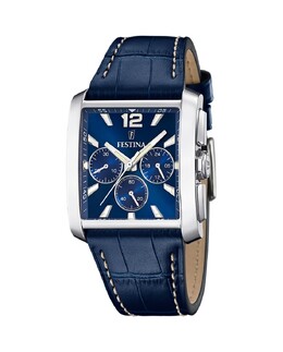 F20636/2 Timeless Chronograph Синие кожаные мужские часы Festina, синий 8430622791581 | azul