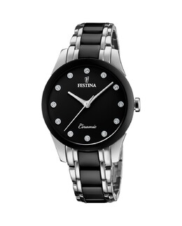 F20499/3 Женские керамические часы из черной стали Festina, черный 8430622761096 | negro