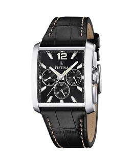 F20636/4 Timeless Chronograph Черные кожаные мужские часы Festina, черный 8430622791536 | negro