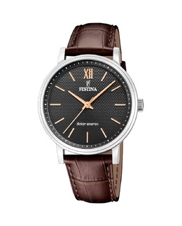 Мужские часы F20660/6 Solar Energy из коричневой кожи Festina, коричневый 8430622802737 | marrón