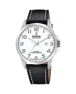 F20025/1 Черные кожаные мужские часы Swiss Made Festina, черный 8430622788673 | negro