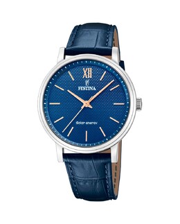 F20660/4 Solar Energy синие кожаные мужские часы Festina, синий 8430622802669 | azul