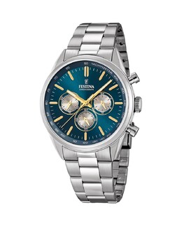 F16820/C Мужские часы с хронографом Timeless из серебряной стали Festina, серебро 8430622790331 | plata