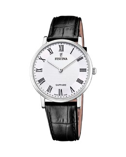 F20012/2 Черные кожаные мужские часы Swiss Made Festina, черный 8430622757259 | negro