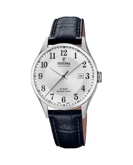 F20007/1 Черные кожаные мужские часы Swiss Made Festina, черный 8430622733406 | negro