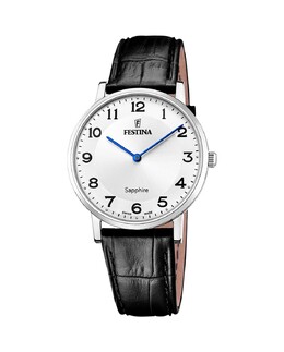 F20012/5 Мужские часы из черной кожи Swiss Made Festina, черный 8430622807534 | negro