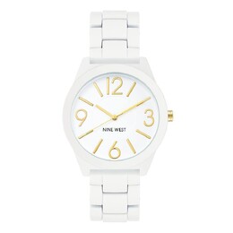 Женские белые часы Nine West с прорезиненными звеньями, белый 29812649 | white