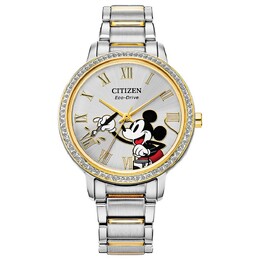 Женские двухцветные часы из нержавеющей стали Disney's Mickey Mouse от Citizen Eco-Drive, цвет Two Tone 78276284 | two tone