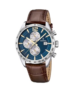 F16760/7 Timeless Chronograph Коричневые кожаные мужские часы Festina, коричневый 8430622798108 | marrón