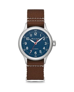 Военные часы Bulova A-11, 37 мм, синий 4331583 | blue/brown