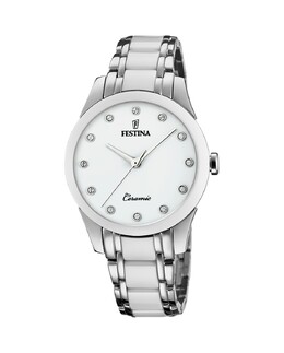 F20499/1 Женские керамические часы из белой стали Festina, белый 8430622761072 | blanco