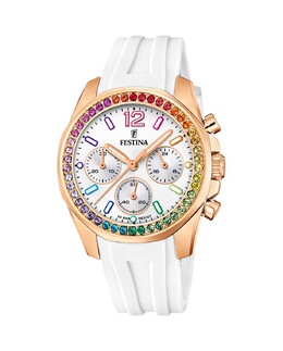 F20611/2 Женские часы Boyfriend из белого каучука Festina, белый 8430622789083 | blanco