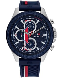 Мужские многофункциональные синие силиконовые часы 46 мм Tommy Hilfiger 16341272 | blue