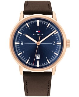 Мужские часы с коричневым кожаным ремешком, 44 мм Tommy Hilfiger 14358304 | brown