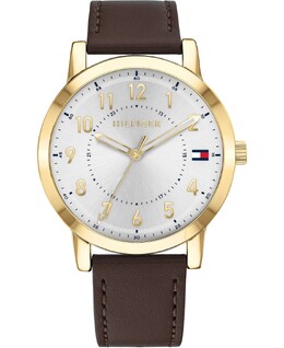 Мужские часы 42 мм с коричневым кожаным ремешком Tommy Hilfiger 10482889 | dark brown
