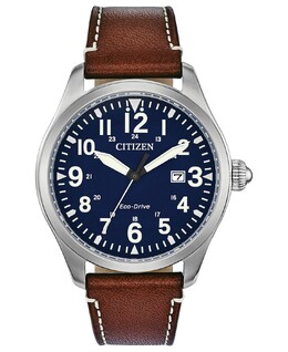 Мужские часы Chandler Eco-Drive с коричневым кожаным ремешком, 42 мм Citizen 9574312 | brown