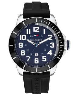 Мужские часы с черным силиконовым ремешком, 44 мм Tommy Hilfiger 9910871 | black